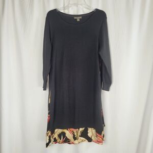 Tommy Bahama Longsleeve Dress Womens Size Large Cotton Blend And Silk Trim Black